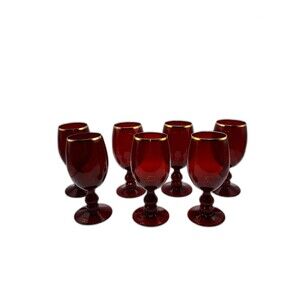Lot of 7 Vintage 70's Golden Ruby 14 Oz. Goblets By Home Essentials